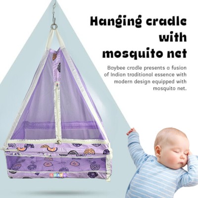 chadu Hanging Swing Cradle, Mosquito Net and Spring |Easy to Fix & Strong, 0-12 Months Sleeping Bag