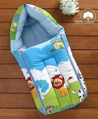 krishu 3 in 1 Baby Bed,Sleeping Bag & Carry Nest, Cotton Baby Bedding for New Born Baby Sleeping Bag Jungle Lion(Fabric, Multicolor)
