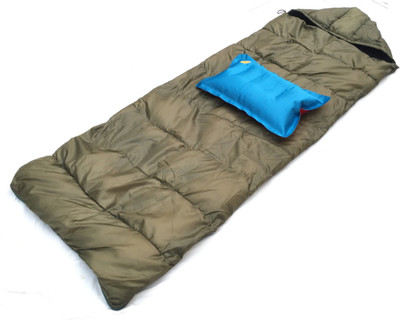 Aim Emporium Rectangular Shape 15°C to 25°C with Air Pillow For Traveling, Camping Hiking Sleeping Bag(Green)