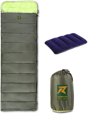 Rocksport Camplite Indoor & Outdoor Temp 8°C to 20°C, 1.1Kg (Army Green & Yellow) Sleeping Bag