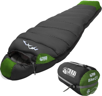 Kefi Outdoors BikerZ Army 0 Degree C Comfort for Camping, Travelling Sleeping Bag(Black)