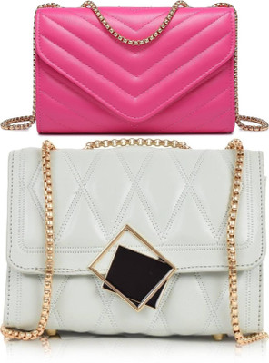 Novella Pink, Grey Sling Bag Women Sling Bag Bag - Regular Size For Women's/Girls(Pack of 2)