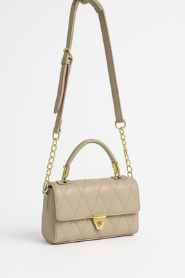 Five Traders Beige Sling Bag Beige Quilted Handbag For Women