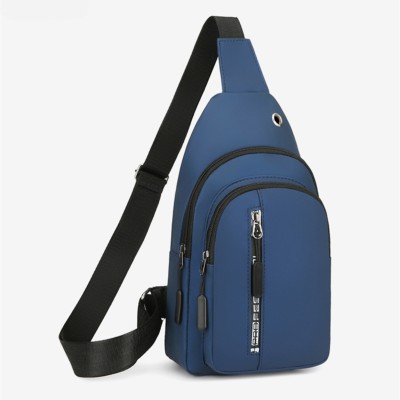 CarryTrip Blue Shoulder Bag Small Chest Bag With 2 Compartment, 1 Front Pocket And Earphone Hole / Chest Bag