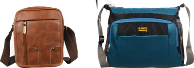 Blowzy Blue, Black, Tan Sling Bag Cross Body men's sling bag(Pack of 2)