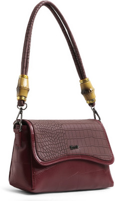 Exotic Maroon Sling Bag Premium PU Leather with Intricate Embossed Pattern