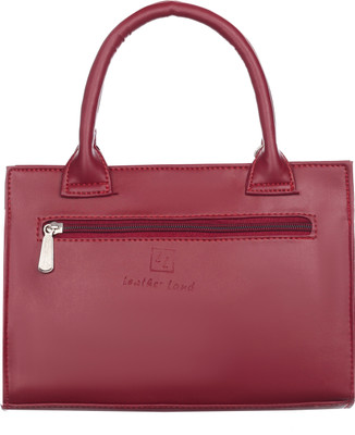 Leather Land Maroon, Gold Sling Bag Barfi Box Sling in Marble Maroom