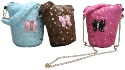 YEF Multicolor Sling Bag Pack of 1 Pc Rectangular Shaped Plush Fur Sling Cum Small Handle Purse