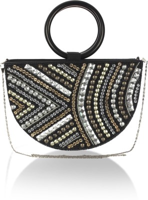 Priyaasi Black, Silver, Gold Sling Bag Black Bling Sequin Round Sling Bag