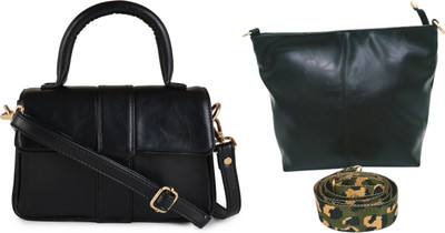 Dakota Black, Black Sling Bag Vegan Leather Handbag/Sling Bag/Cross-Body Bag for Girls & Women(Pack of 2)