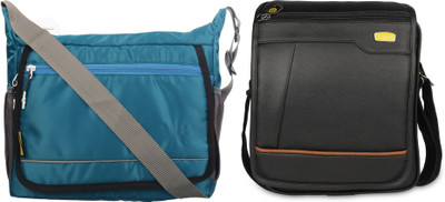 Blowzy Blue, Black Sling Bag Nylon Sling Cross Body Travel Office Business Messenger one Side Shoulder Bag(Pack of 2)