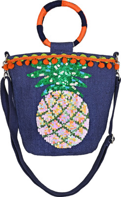 Boho Girl Multicolor Tote Pineapple Punch Bucket Bag