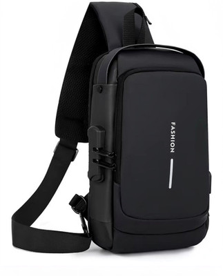MYSASHOP Black Sling Bag Anti-Theft, Waterproof, USB Charging, Crossbody with Adjustable Strap