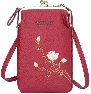 COROID Red Sling Bag Women's Cross-Body Phone Bag Stylish Leather Purse Wallet Sling Bag Mini Bags