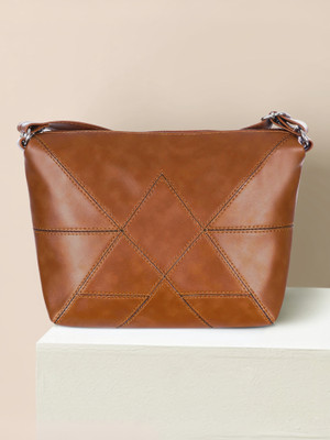 Leather Land Brown Sling Bag American Stitch Sling In TAN