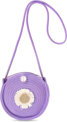 JASMINEAURA Purple Sling Bag Handcrafted Jute Sling Bag with Flower Design