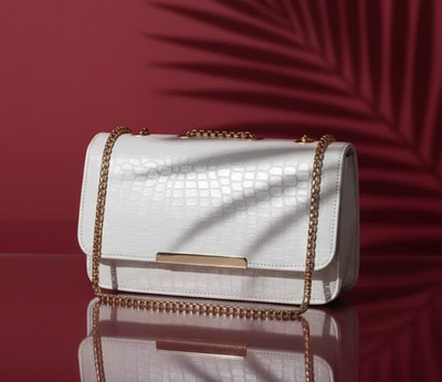 MUSRAT White Sling Bag Latest Trend Party Wear Sling Bag with Adjustable Strap for Girls and Women's