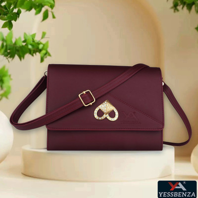 YESSBENZA Maroon Sling Bag Women's Elegant Heart Fitting Styles