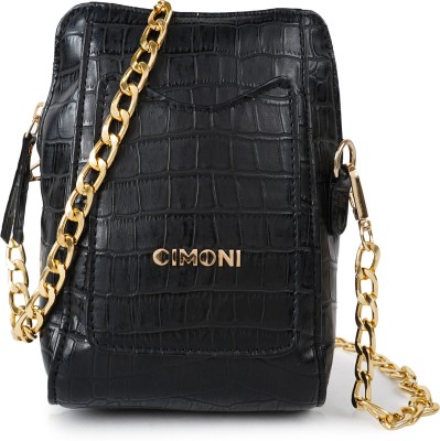 CIMONI Black Sling Bag Stylish Fancy Vegan Leather Daytrip Crossbody Slingbag For Women