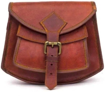 ARTISANS CREATION Brown Sling Bag Leather Women Sling Bag with 2 Compartments Ladies Shoulder Bag