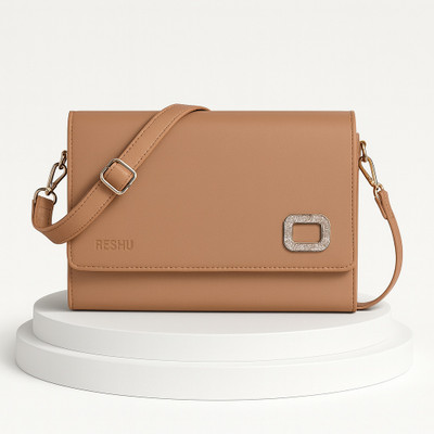 Reshu Beige Sling Bag women,s sling cross-body bag,s with adjustable shoulder straps and 4 pockets