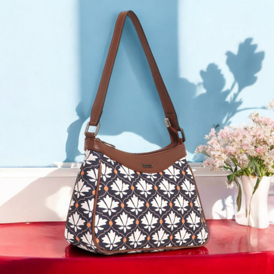 Exotic Black Shoulder Bag Floral Printed Designer Bag