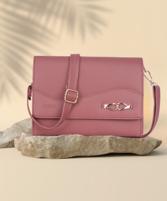 Reshu Pink Sling Bag Sling Cross-Body Bags With Adjustable Shoulder Strap & 3 pockets