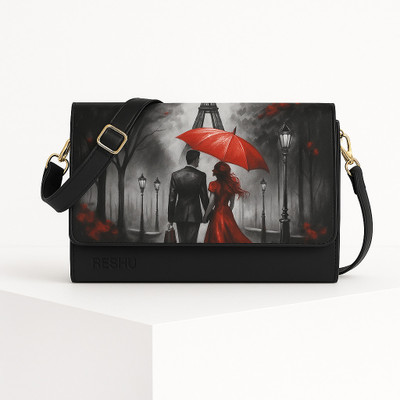 Reshu Black Sling Bag women,s boe stud two fold hand purse clutch SLING BAG