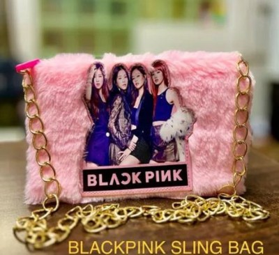 topgifties Pink Sling Bag Black Pink Fur Sling Bag Latest Trend Party Wear Sling bag with Adjustable Strap