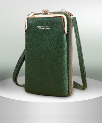 SYGA Green Sling Bag Leather Purse Mini Shoulder Bag with Strap Card Slots (Green, Forever Lovely)