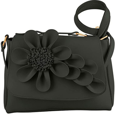 Cleto Black Sling Bag HAMZACLETO New BK_BIG_FLOWER_13