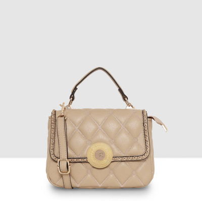 ESBEDA Beige Sling Bag Quilted Charm Sling Bag