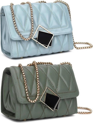 Novella Blue, Green Sling Bag Women Sling Bag Bag - Regular Size For Women's/Girls(Pack of 2)