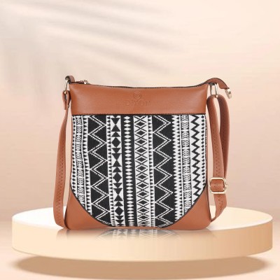 DIXON Beige Sling Bag Classy Trendy Check Unique Design Shoulder Casual Look Crossbody Women Sling Bag