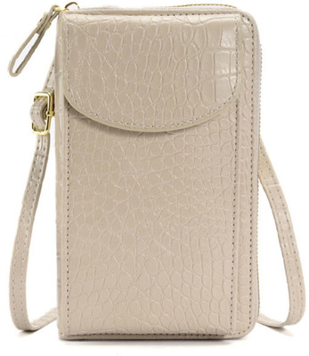 MOMISY Grey Sling Bag Crossbody shoulder Bag for Women, PU Leather, Mobile Holder, Card Pocket