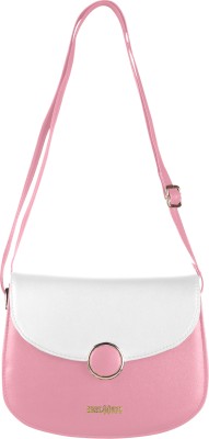 Zeelookzz White, Pink Sling Bag U Shaped Sling Bags With Adjustable Strap