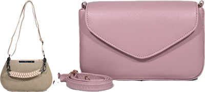 Despacito Pink, Khaki Sling Bag Sling bag for women(Pack of 2)