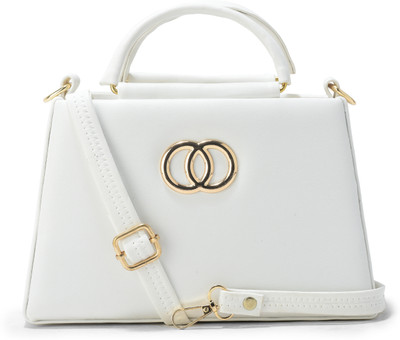Fargio White Sling Bag Women's Handbag PU Leather Shoulder & Top Handle Bag for Casual, Office & Party