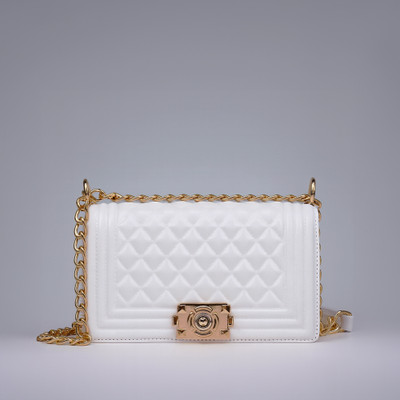 LINO PERROS White Sling Bag Womens White Quilted Hand Bag