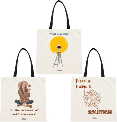 ATVI.FIT White Tote Tote Bag(Pack of 3)