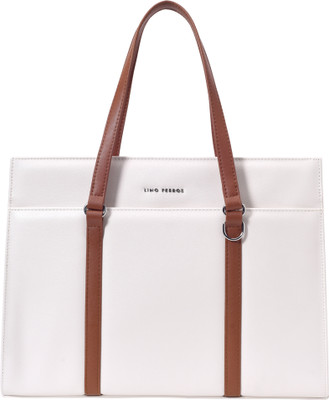 LINO PERROS White Tote Color-Blocked Commuter Tote Bag