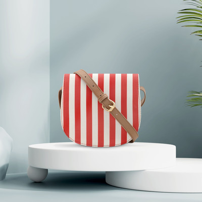 Fastrack Red Sling Bag Red Nautical Striped Casual Sling Bag for Women