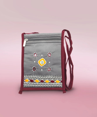Handicraft Grey Sling Bag Medium