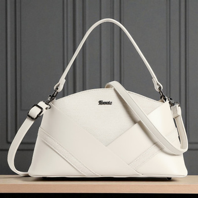 Exotic White Hand-held Bag Textured Basket-Weave Pattern Sling/Shoulder bag