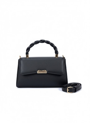 DEELMORE Black Sling Bag Crossbody Bag with Braided Top Handle | Elegant Purse for Evening