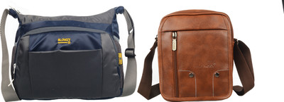 Blowzy Grey, Tan Sling Bag Cross Body men's sling bag(Pack of 2)