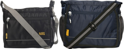 Blowzy Blue, Black Sling Bag College crossbody Travel Unisex Office Business Messenger Bag(Pack of 2)