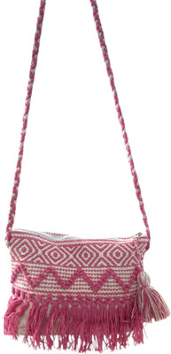 decora Pink, White Sling Bag Women Handmade Traditional Ladies Shoulder Bag