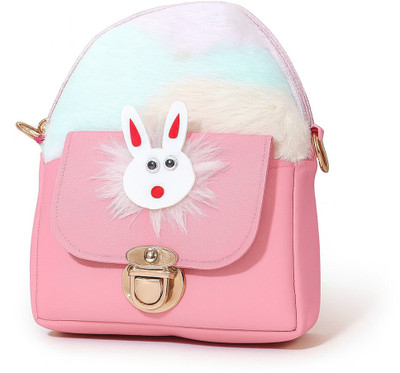 NSPL Pink Sling Bag Cute Bunny Design Pink Sling Bag for Girls & Kids