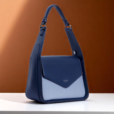 Exotic Premium Blue Shoulder Bag Unique Design Textured Flap Closure Bag